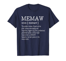 Load image into Gallery viewer, Memaw Definition Grandma Mother Day Gifts Women T-Shirt