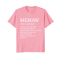 Load image into Gallery viewer, Memaw Definition Grandma Mother Day Gifts Women T-Shirt
