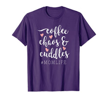 Load image into Gallery viewer, Coffee Chaos and Cuddles Mom Life T-Shirt Mother with Kids