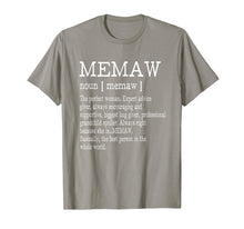 Load image into Gallery viewer, Memaw Definition Grandma Mother Day Gifts Women T-Shirt