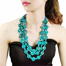 Load image into Gallery viewer, MANILAI Boho Multicolor Woods Necklaces For Women Long Wooden Beads Pendant Statement Necklace Beaded Ethnic Jewelry Handmade