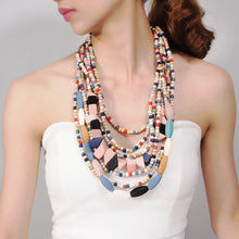 Load image into Gallery viewer, MANILAI Boho Multicolor Woods Necklaces For Women Long Wooden Beads Pendant Statement Necklace Beaded Ethnic Jewelry Handmade