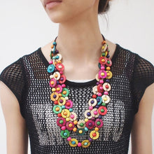 Load image into Gallery viewer, MANILAI Boho Multicolor Woods Necklaces For Women Long Wooden Beads Pendant Statement Necklace Beaded Ethnic Jewelry Handmade