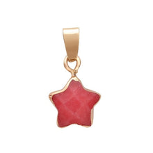 Load image into Gallery viewer, Pentagram star pink Crystal Druzy Chakra Nature Stone Gold Plating Geode Druzy Quartz Pendant DIY Gold Chain Necklace 50cm