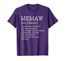 Load image into Gallery viewer, Memaw Definition Grandma Mother Day Gifts Women T-Shirt
