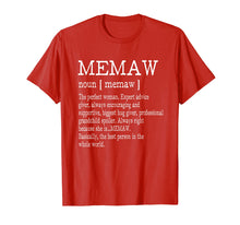 Load image into Gallery viewer, Memaw Definition Grandma Mother Day Gifts Women T-Shirt
