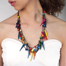 Load image into Gallery viewer, MANILAI Boho Multicolor Woods Necklaces For Women Long Wooden Beads Pendant Statement Necklace Beaded Ethnic Jewelry Handmade
