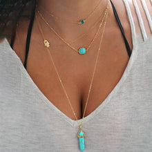 Load image into Gallery viewer, ALYXUY Blue Hexagonal Column Long Necklaces Multilayer Natural Crystal Stone Pendant Chains Necklace For Women Fashion Jewelry
