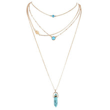 Load image into Gallery viewer, ALYXUY Blue Hexagonal Column Long Necklaces Multilayer Natural Crystal Stone Pendant Chains Necklace For Women Fashion Jewelry
