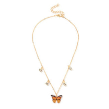 Load image into Gallery viewer, Luxury European Women Butterfly Pendant Necklaces Female Colorful Rhinestone Gold Chain Simple Choker Necklace Jewelry For Girls
