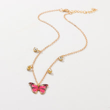 Load image into Gallery viewer, Luxury European Women Butterfly Pendant Necklaces Female Colorful Rhinestone Gold Chain Simple Choker Necklace Jewelry For Girls
