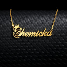 Load image into Gallery viewer, Custom Name Crown Necklace Nameplate Necklace For Women Personalized Stainless Steel Gold Chain Customized Princess BFF Jewelry
