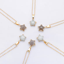 Load image into Gallery viewer, Pentagram star pink Crystal Druzy Chakra Nature Stone Gold Plating Geode Druzy Quartz Pendant DIY Gold Chain Necklace 50cm
