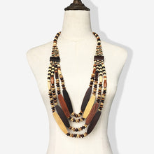 Load image into Gallery viewer, MANILAI Boho Multicolor Woods Necklaces For Women Long Wooden Beads Pendant Statement Necklace Beaded Ethnic Jewelry Handmade
